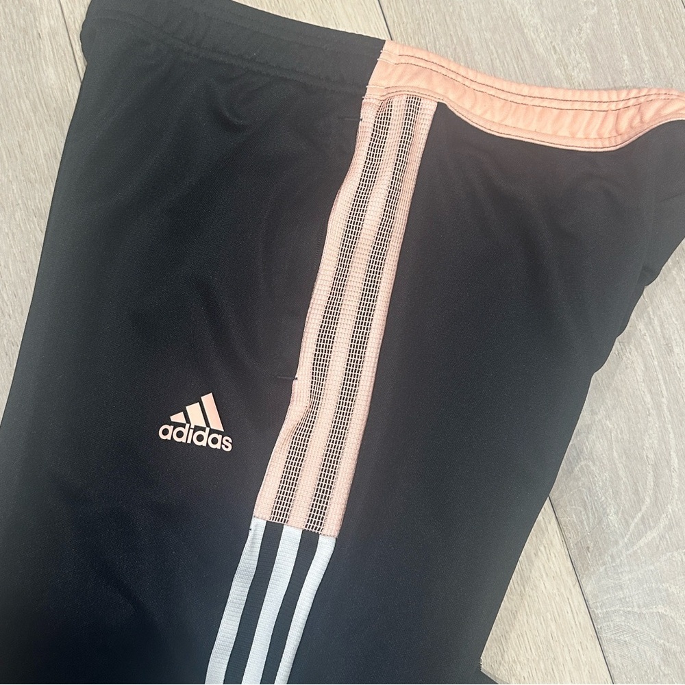 Adidas Women's Black Joggers with Pink and White Stripes - Picture 6 of 6